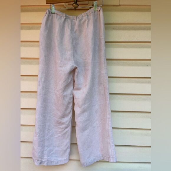 Sigrid Olsen off-white linen wide leg pants,waist drawstring, side pockets, XS - Picture 6 of 7